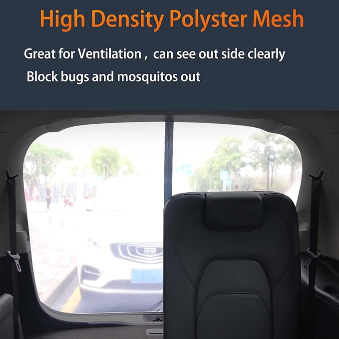 Car Tailgate Mesh Screen for SUV Van, Breathable Magnetic Car Tent for Tail Gate Hatch Camping Gear Accessories