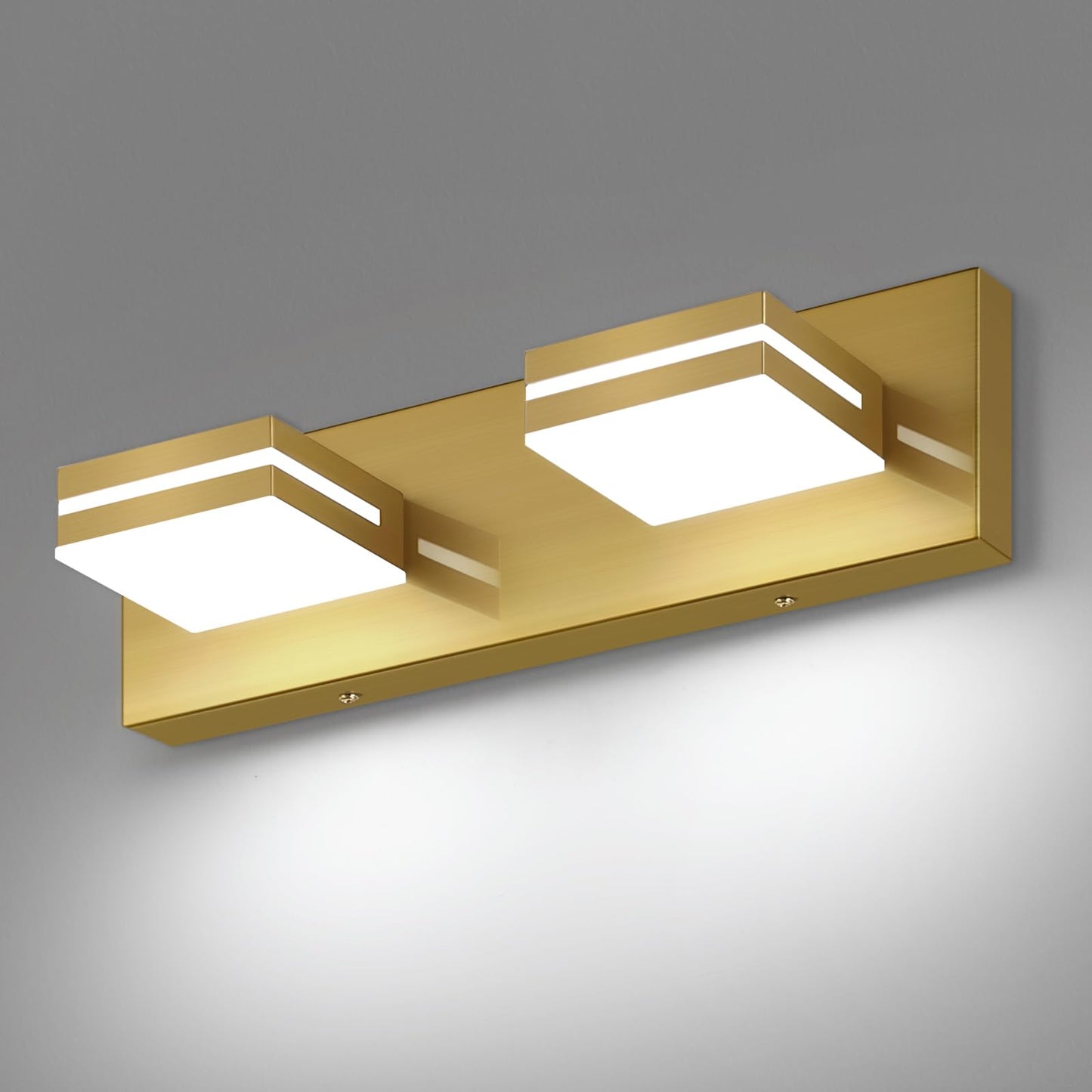 SineRise LED Bathroom Vanity Light Fixtures, 2-Light, 15.5-Inch, Brass, Acrylic, Non-dimmable, Model b278e1b7-76dc-4