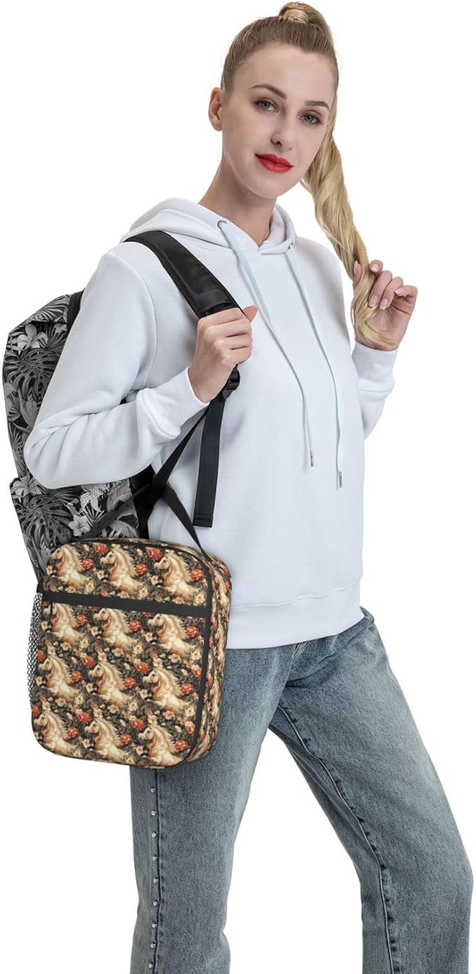 Horse Lunch Box for Women Kids Girls Insulated Lunch Bag Lunchbox Adults Lunch Tote Bags Reusable Cooler for Work Office School Picnic Travel