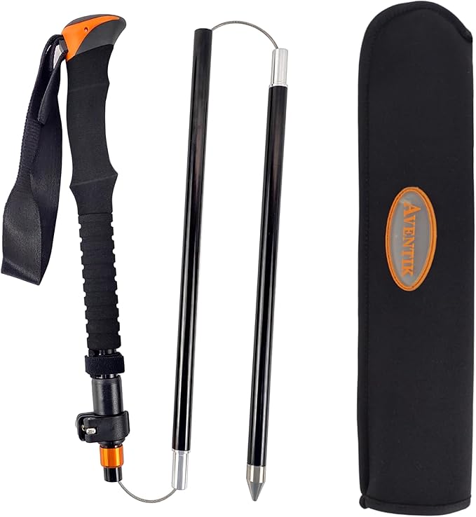 Aventik Fold-able Wading Staff Water Depth Safety Warning Sign Coated Stainless Steel Core T7075 Aluminum Body Corrosion R...