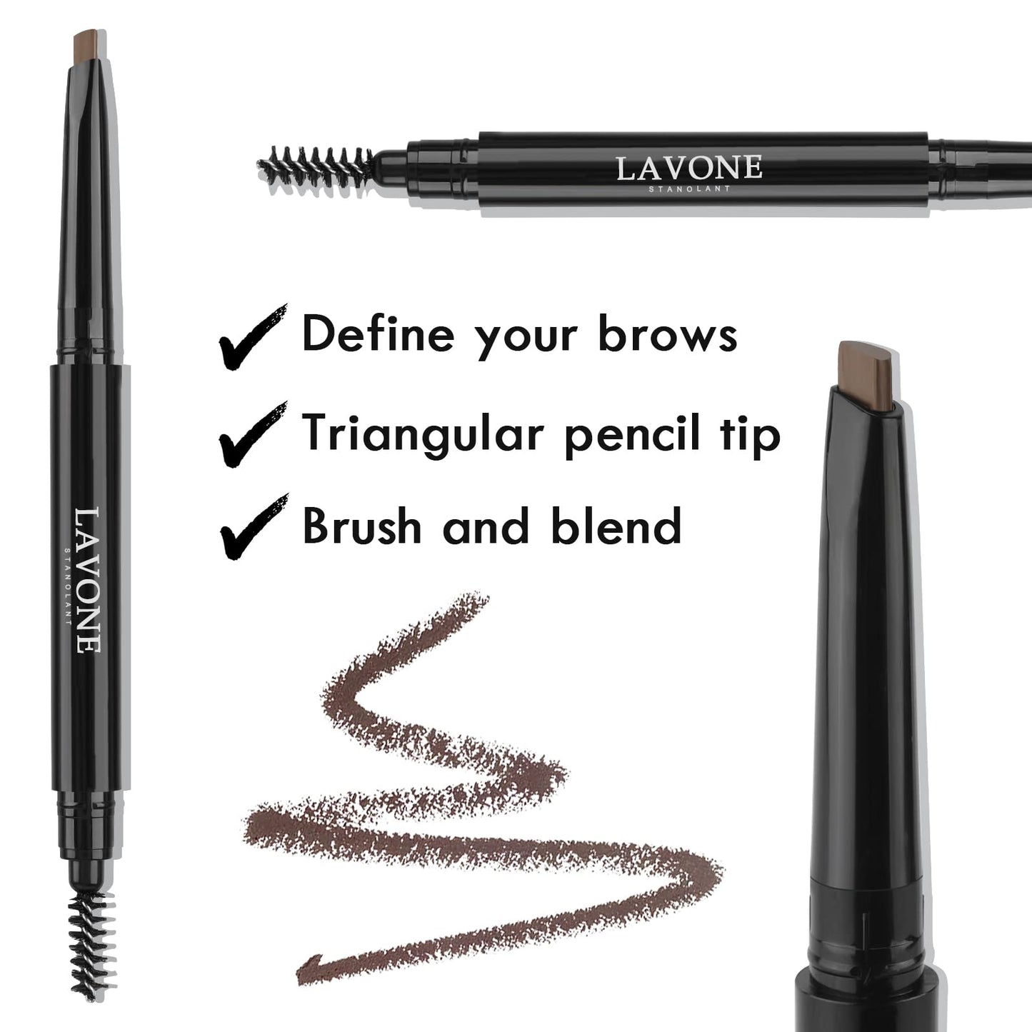 LAVONE Eyebrow Stamp Stencil Kit for Eyebrow, Brow Stamp Trio Kit with Waterproof Eyebrow Pencil, Eyebrow Pomade,20 Eyebrow Sten