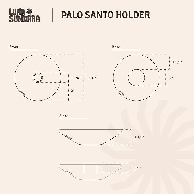 Luna Sundara Authentic Peru Pottery Palo Santo Stick Holder and Incense Holder Includes 5 Palo Santo Sticks Handmade Ceramic Smudge Bowl Sage Holder Palo Santo Holder (Blue)