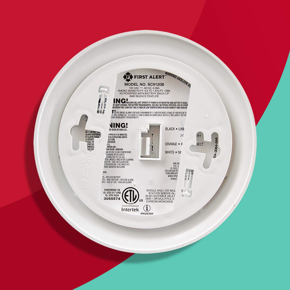 First Alert BRK SC9120B-6 Hardwired Smoke and Carbon Monoxide Detector (CO) with Battery Backup. 6-Pack , White