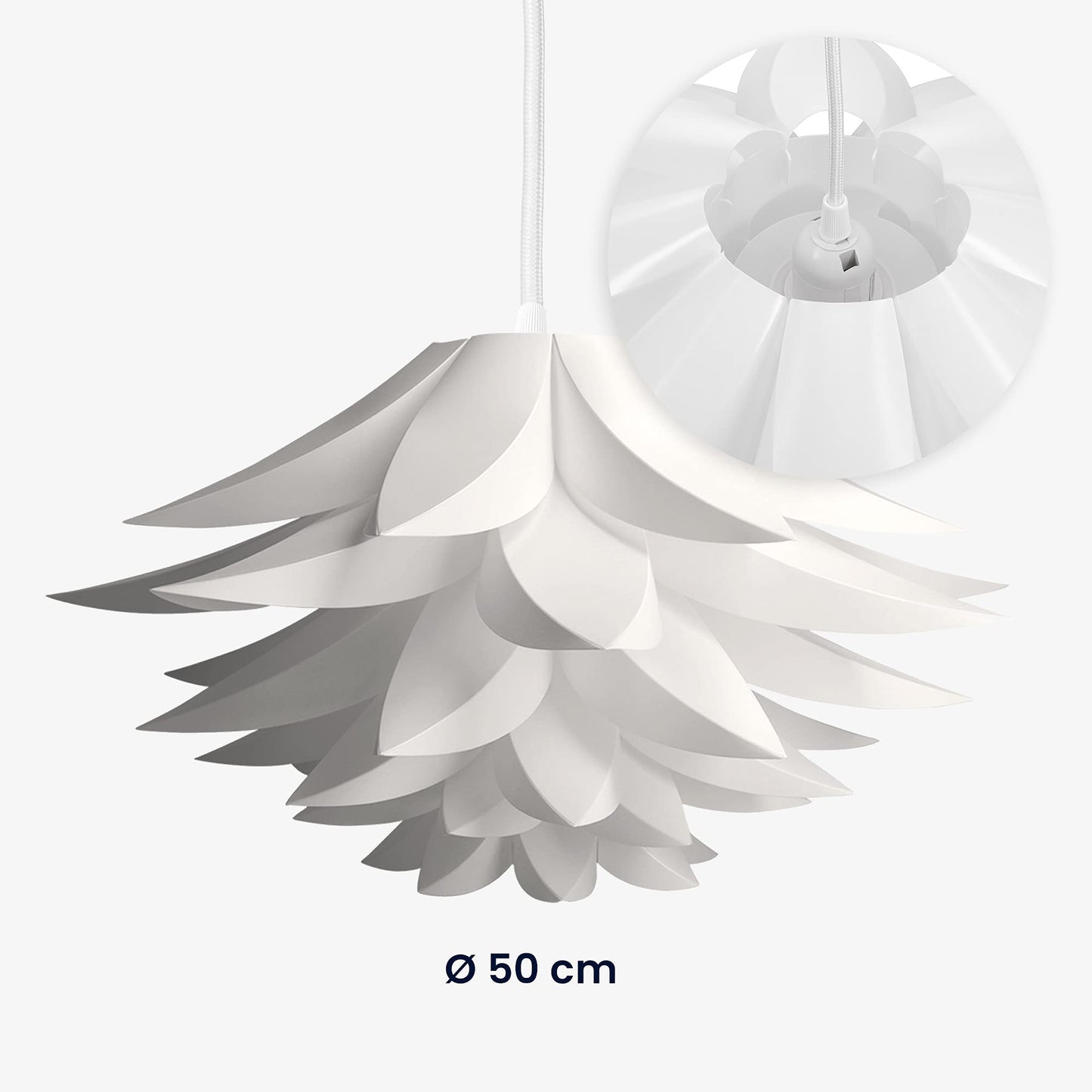 Kwmobile Puzzle Pendant Lamp Shade - Lotus Flower Diy Kit - 20 White Polypropylene, Model 38946_M000096