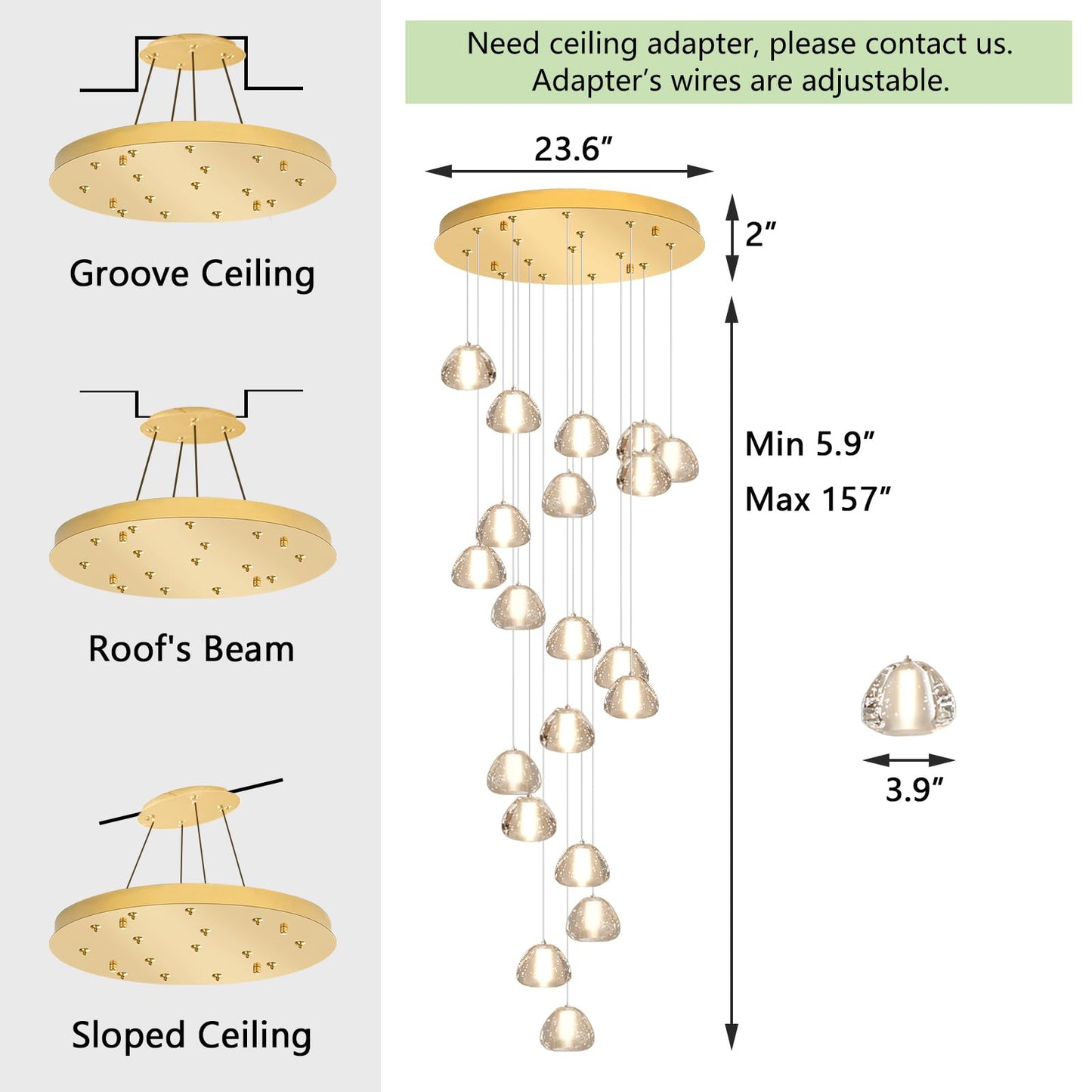 Dolria Gold Modern Crystal Chandelier For Staircases 157 Long Adjustable Ceiling Light For Entrance 3000K Led Hanging Lighting Living Room Hallway Entryway