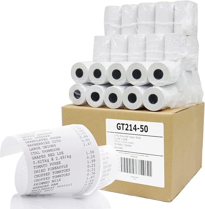 Gorilla Supply Thermal Paper Receipt Roll 2-1/4" x 50' BPA Free 50 Rolls