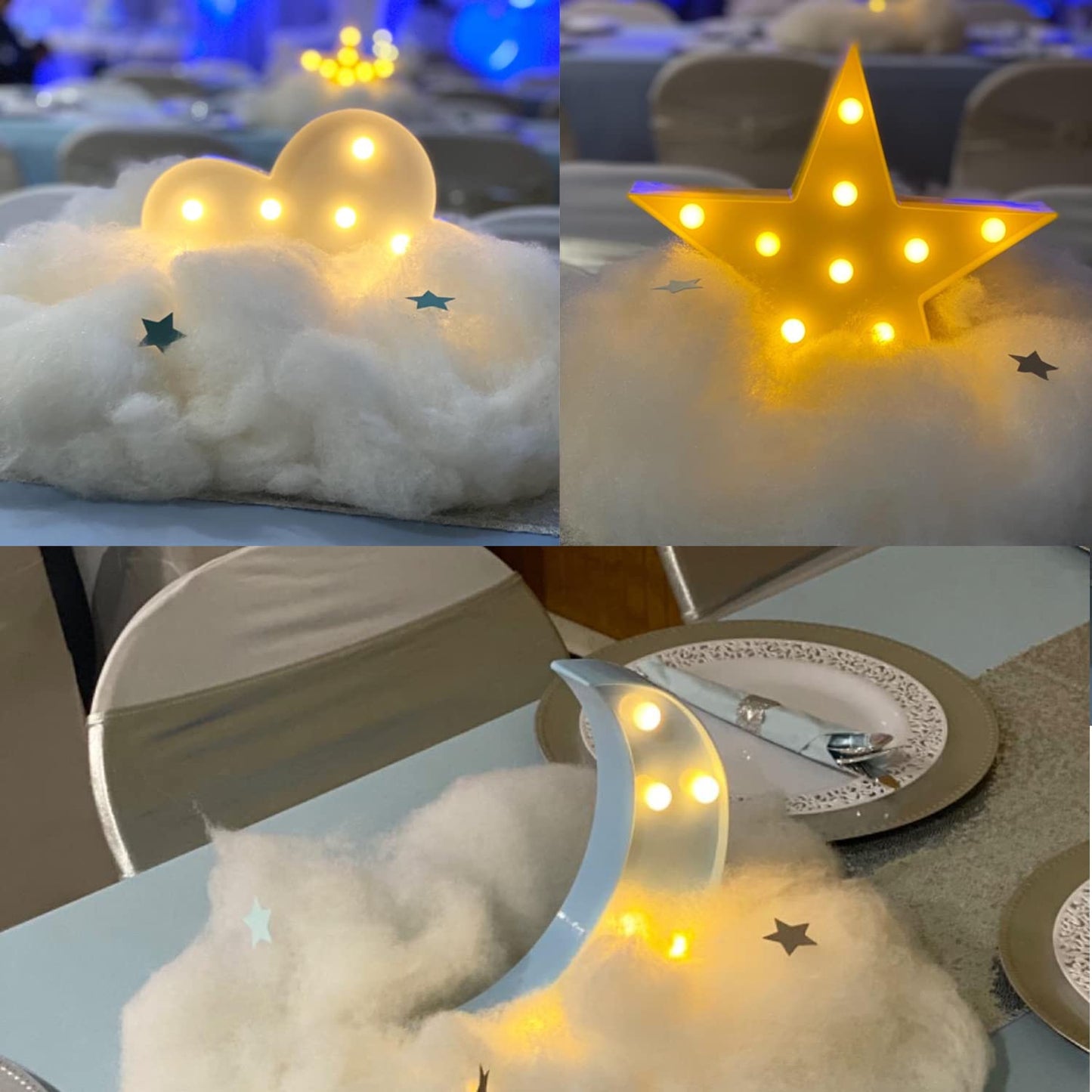 ZUOVAOV Night Light - Stars Moon Clouds Logo, Plastic Decorative Art Lamp, White