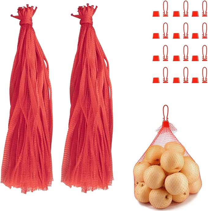 100pcs Seafood Boiling Bags with Loop-Style Closures, Plastic Reusable Reusable Nylon Mesh net, Mesh Produce Bags, Mesh Onion Bags, Fruit and Vegetable Produce Bag