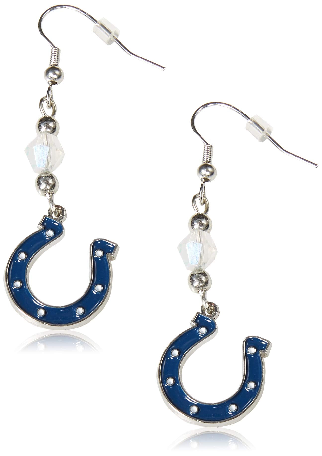 Siskiyou Sports NFL Womens Indianapolis Colts Crystal Dangle Earrings One Size Team Color,white