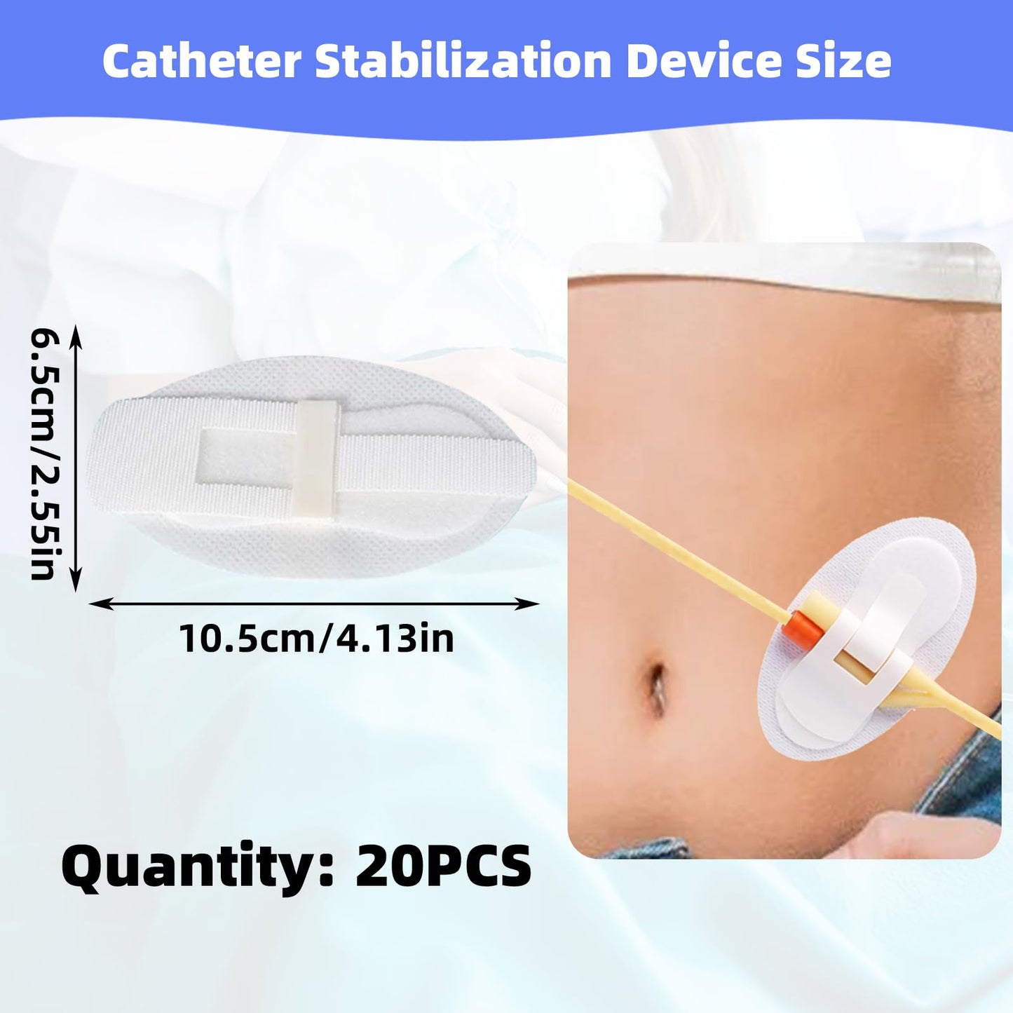 20Pcs Foley Catheter Stabilization Device, Catheter Tube Holder, Adhesive Catheter Urinary Leg Bag Legband Holder Catheter Supplies for Single/Double Tube, G Tube and Feeding Tube in Place
