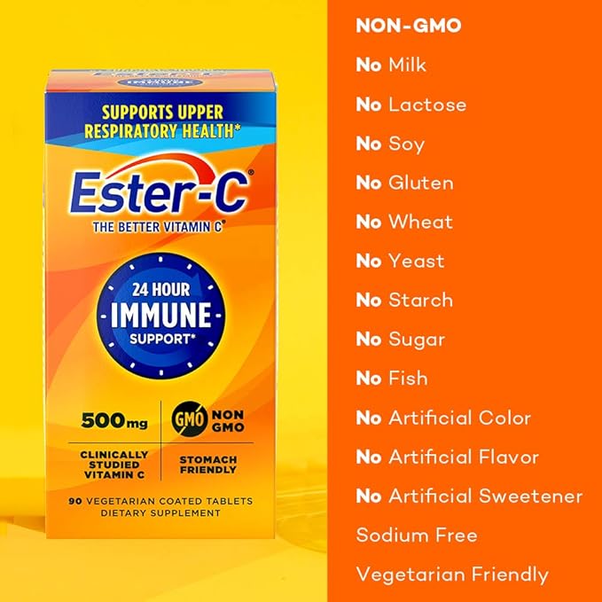 Ester-C 500 mg 24 Hour Vitamin C Tablets for Immune Support, Vitamin C Supplement, 90 Count