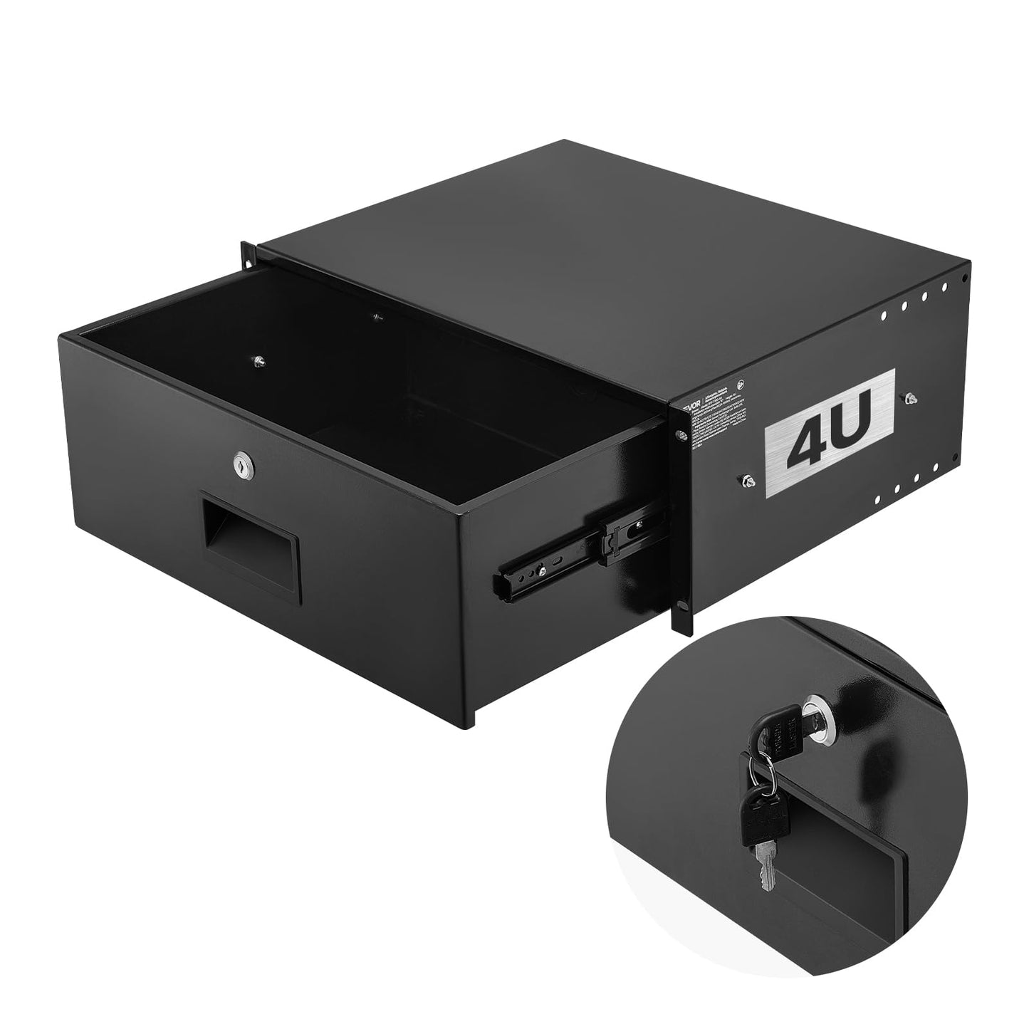 Vevor 4U Rack Drawer, Lockable Server Cabinet Case, 13.8 Depth Server Rack Mount Drawer, For 19 Network Equipment/Dj/Av Rack