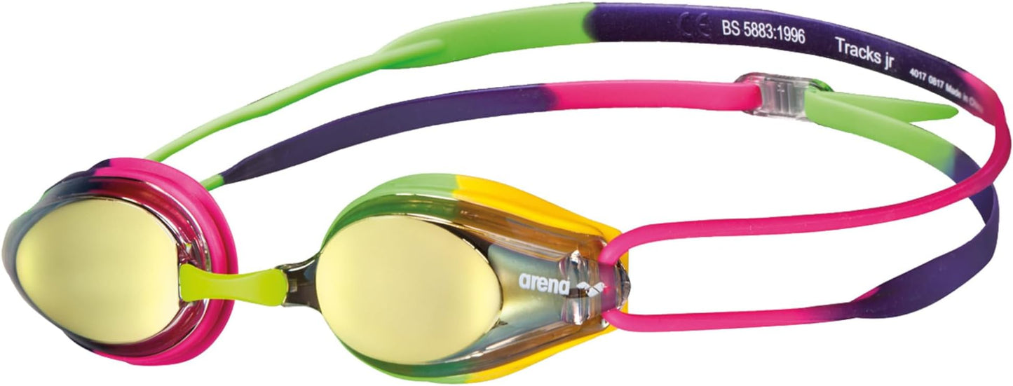 ARENA Tracks Unisex Junior Youth Essential Racing Swim Goggles Kids Swimmers Young Racers Anti-Fog Coated Mirror Lens, Vio...