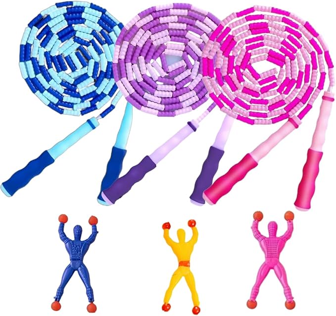 LIZADIN Jump Rope for Kids, Soft Beaded Skipping Rope, Adjustable Length Tangle-Free Segmented Jumping Rope for Kids Stude...