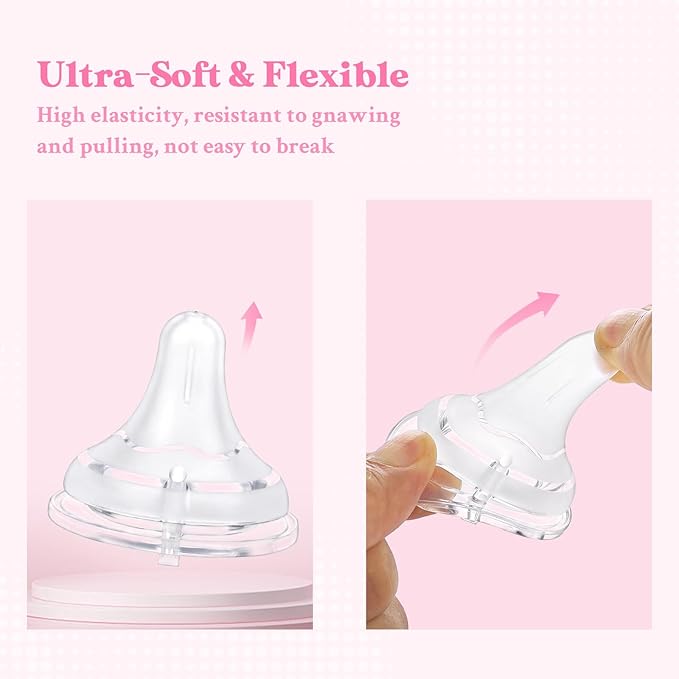 LittleForBig Silicone Soft Touch Adult Bottle Nipples Replacement Teat Compatible with LittleForBig Bottles - Textured Surface 3-Pack
