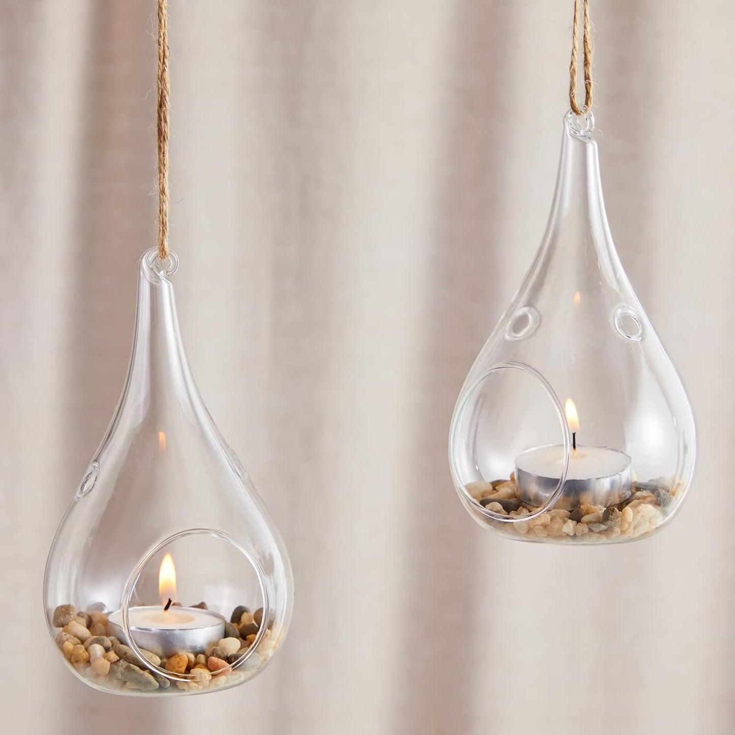 Juvale 5-Pack Hanging Glass Terrarium Containers - Air Plant Holder, Succulent Planter, Tea Light Candle Hangers (3.5x5 in) - Planter Terrariums - Hanging Air Plant Holders