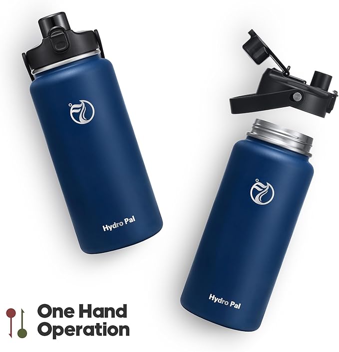 Half Gallon Insulated Water Bottle with 2-in-1 Lid (Chug Lid/Straw Lid), 40/64oz Double Walled Vacuum Stainless Steel Water Bottles, Water Jug with Straw
