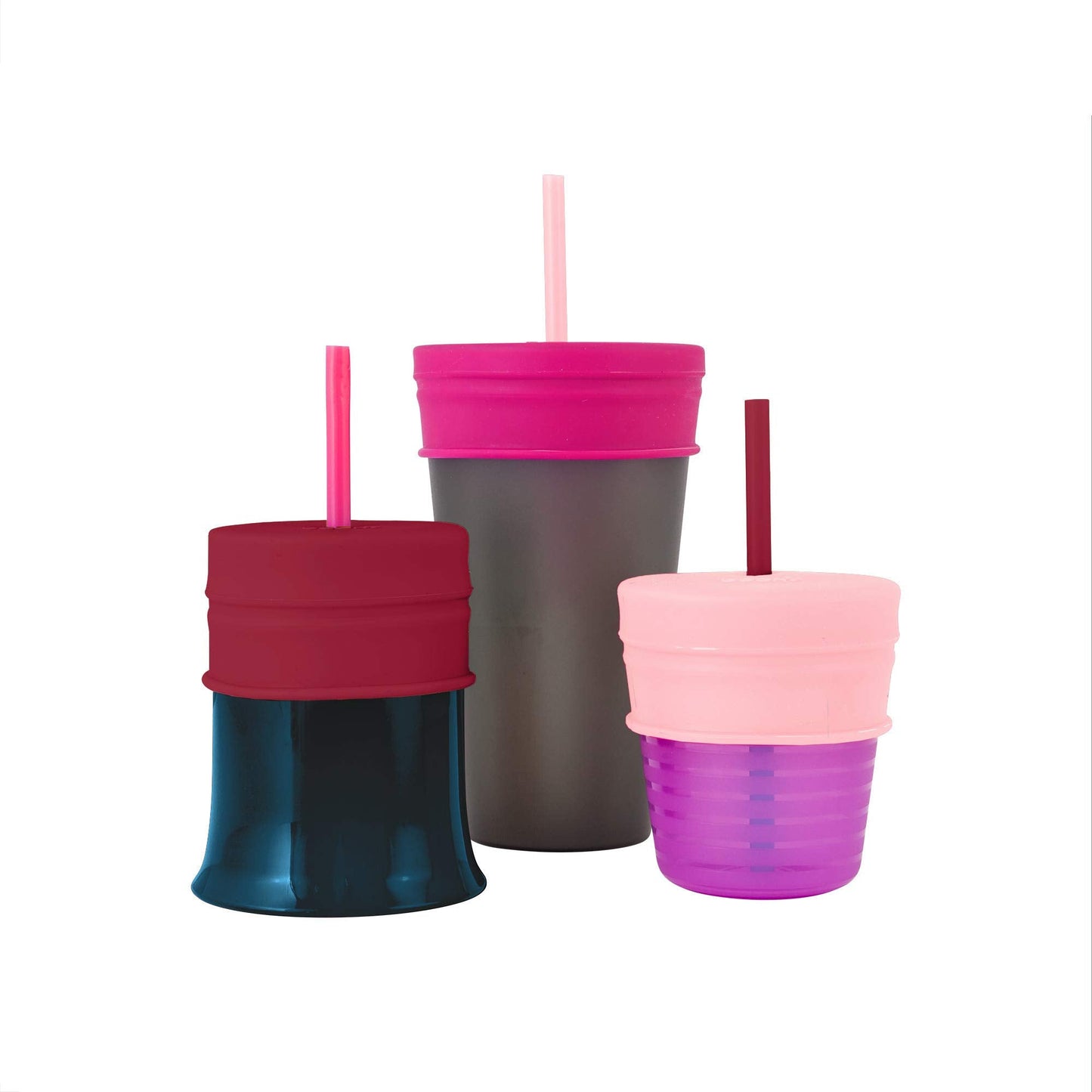 Boon Snug Straw Universal Silicone Straw Lids - Multi (3pk), Pink
