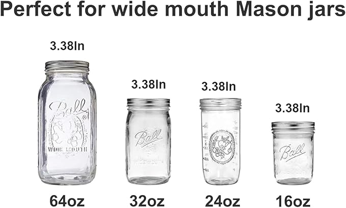 Long Nozzle Syrup Honey Dispenser Pump Lids for Mason Jar, Avoid Drip on Jar, Plastic Dispenser & Stainless Steel Lid for 3.38 Inch Wide Mouth Rust Proof Home Kitchen Jam Ketchup Sauce(2 Pack)