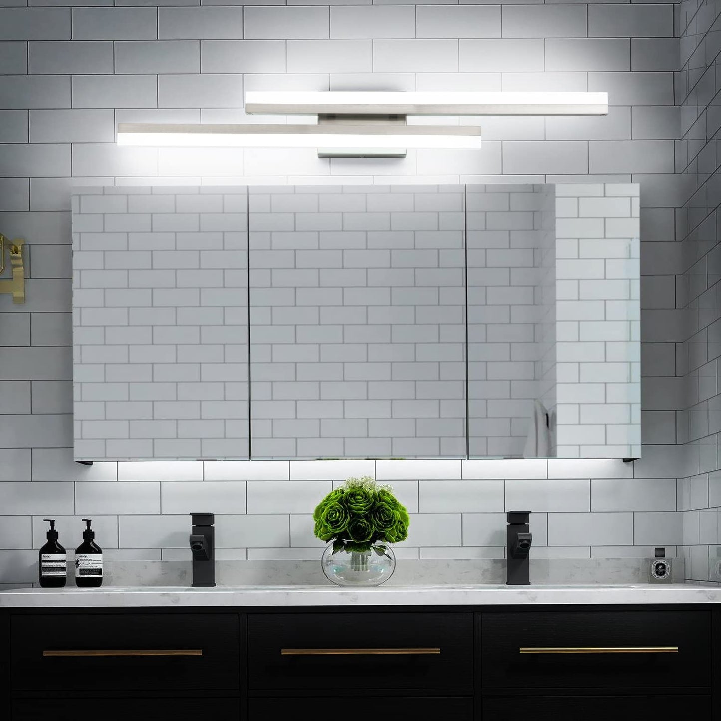 Presde 32 Dimmable Led Vanity Light Fixture, Modern Brushed Nickel, Cold White 6000K, Metal, Ideal For Bathroom