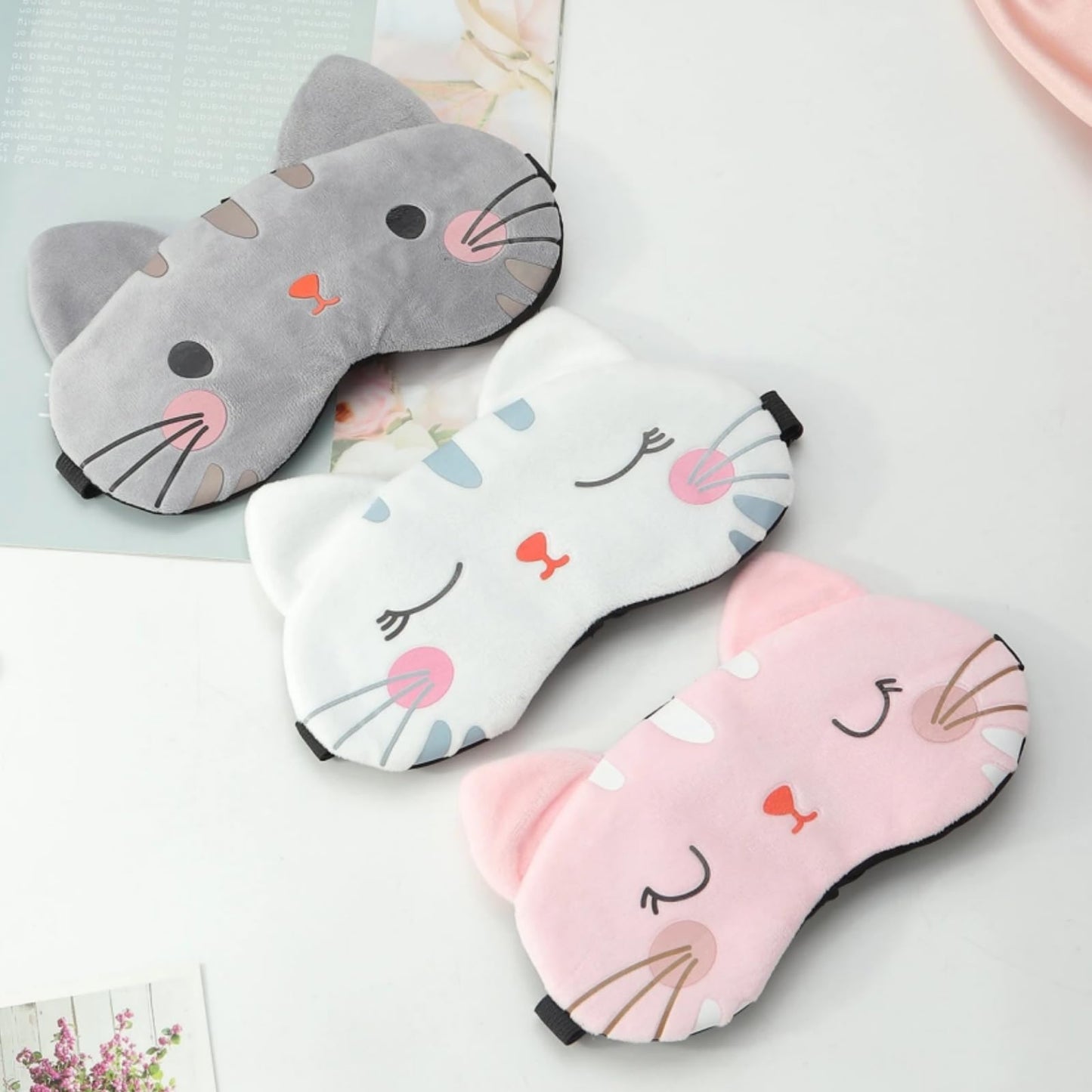 ZOOFOX 10 Pack Cute Eye Mask for Kids, Colorful Cartoon Soft Plush Blindfold, Funny Animal Eyeshade Cover for Kids Teens Girls Women Sleep Travel Nap Party Supplies