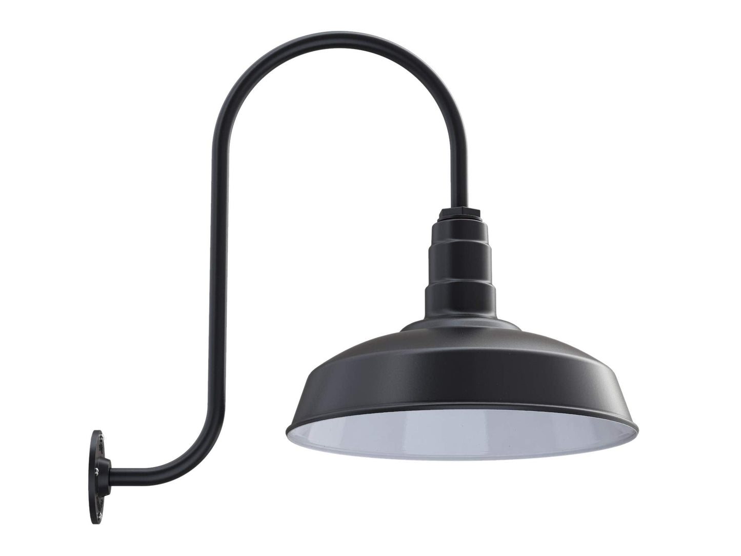 Steel Lighting Co. Gardena Barn Light | Outdoor Wall Mounted | 16in Dome | Matte Black, Upslope Gooseneck, Steel Material