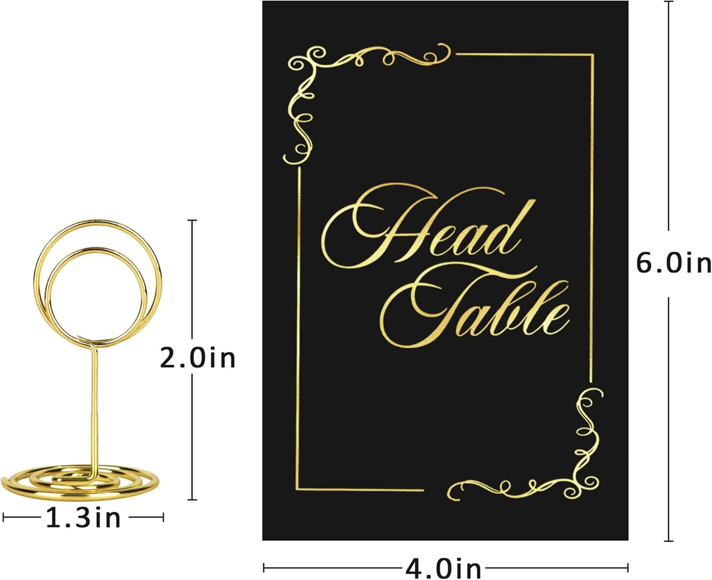 31 Sets Wedding Table Number 1-30 and Head Table Card with 31 Pcs Round Table Number Holders, Black Gold Table Number Cards with Place Card Holders, 4" X 6" Table Numbers Card for Wedding Reception