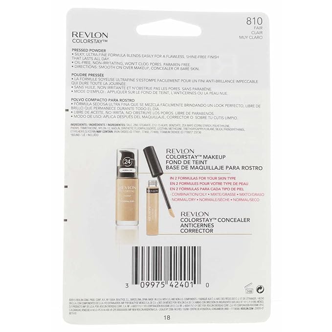 Revlon ColorStay Pressed Powder with SoftFlex, Fair 810, 0.3 Ounces (Pack of 2)