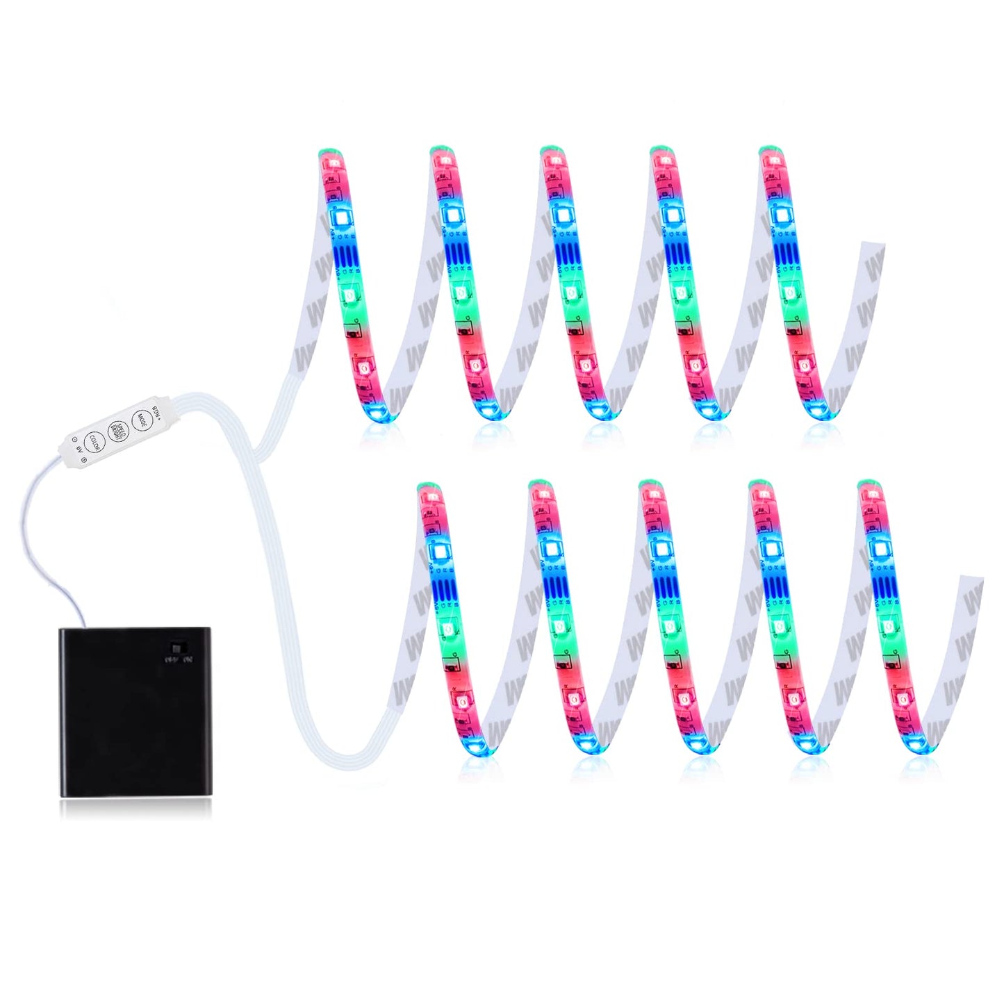 DANCRA LED Strip Light, RGB Color Changing, Flexible, Battery Powered, 2?2.62ft, Model PL RGB battery light 1.0, Underglow for Skateboards