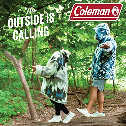 Coleman Oversized Wearable Sherpa and Micro-Mink Blanket Hoodie, Grey - One Size Fits Most