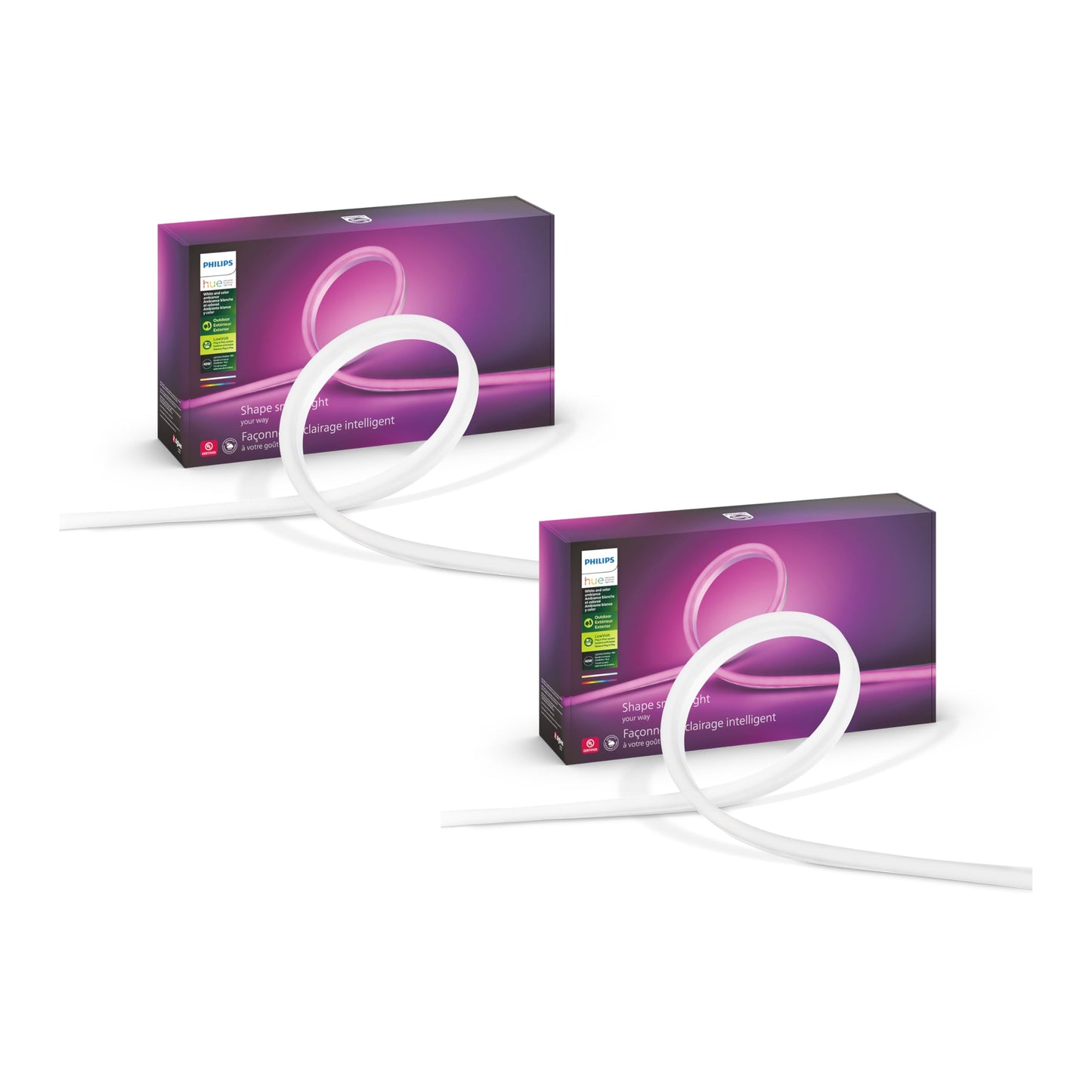 Philips Hue Outdoor Smart LED Light Strip 16-Foot (2 Pack) Multicolor Weatherproof R555912-2