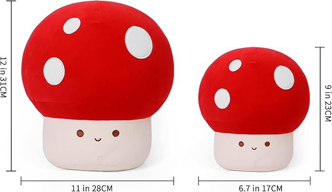 Plush Mushroom Pillow, 12 Inch Cute Stuffed Mushroom, Plush Toy Room Decor Gift for Kids and Adults