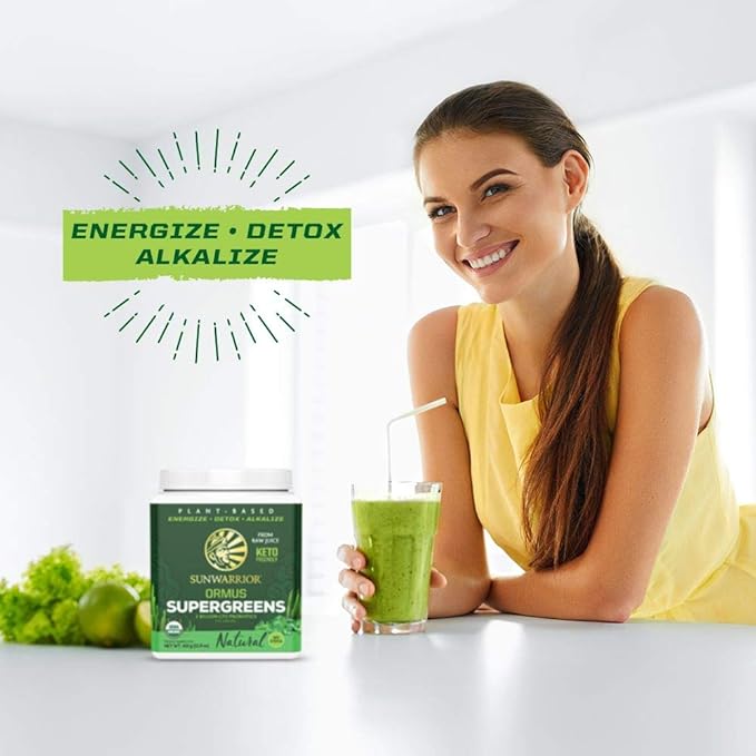 Sunwarrior Vegan Organic Greens Probiotic Powder | 2 Billion CFU Probiotics Organic Raw Juice Soy Free Gluten Free Dairy Free Sugar Free Kosher | Natural 90 Servings | Ormus Supergreens