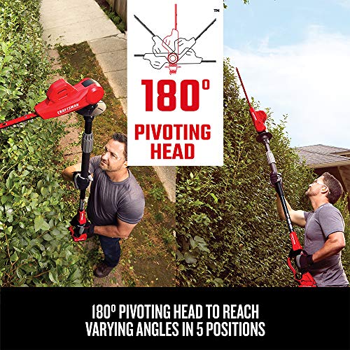 CRAFTSMAN V20 Pole Hedge Trimmer Cordless, 18-Inch, Battery and Charger Included Hedge Trimmer with Extension Pole, Up to ...