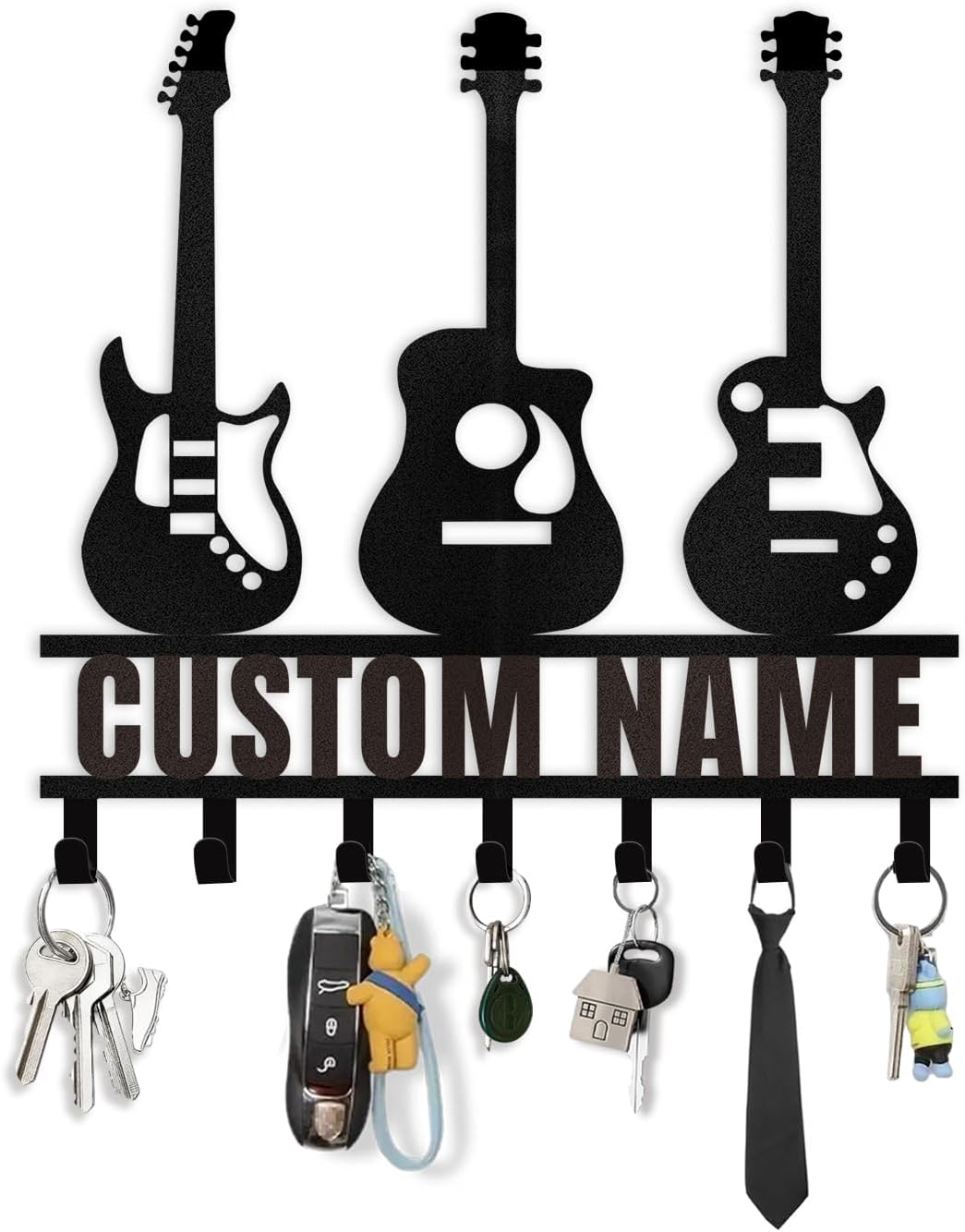 Custom Key Rack Wall Mount - Music Guitar Metal Coat Hooks for Wall, Coat Rack Organizer, Key Hanger Wall Art Decor, Key Rack Storage for Living Room Entryway Doorway Office, Home Decor Gift