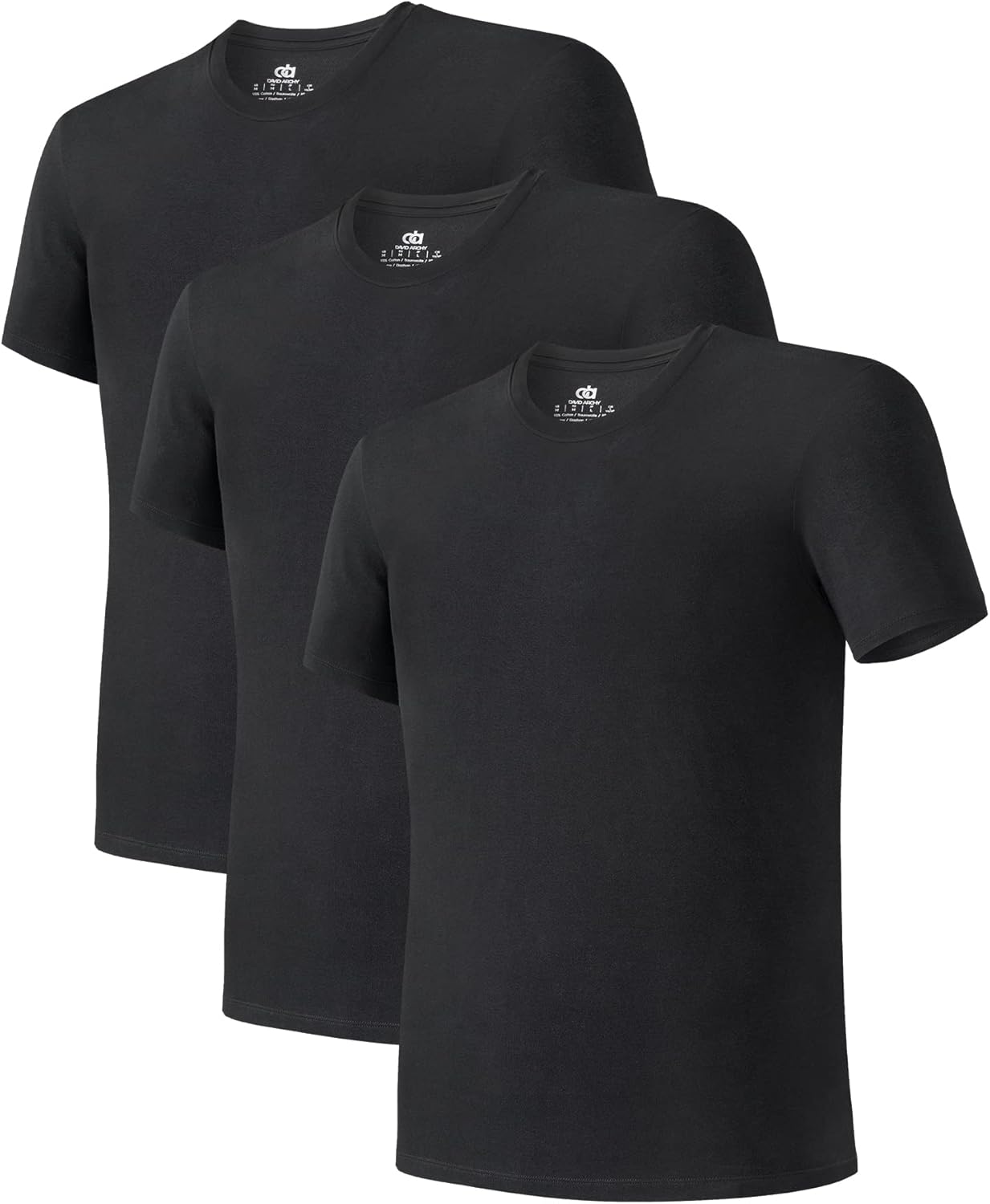 DAVID ARCHY Men's Undershirt Bamboo Rayon Moisture-Wicking Crewneck T-Shirts Stretch Tees for Men, 3 or 5 Pack