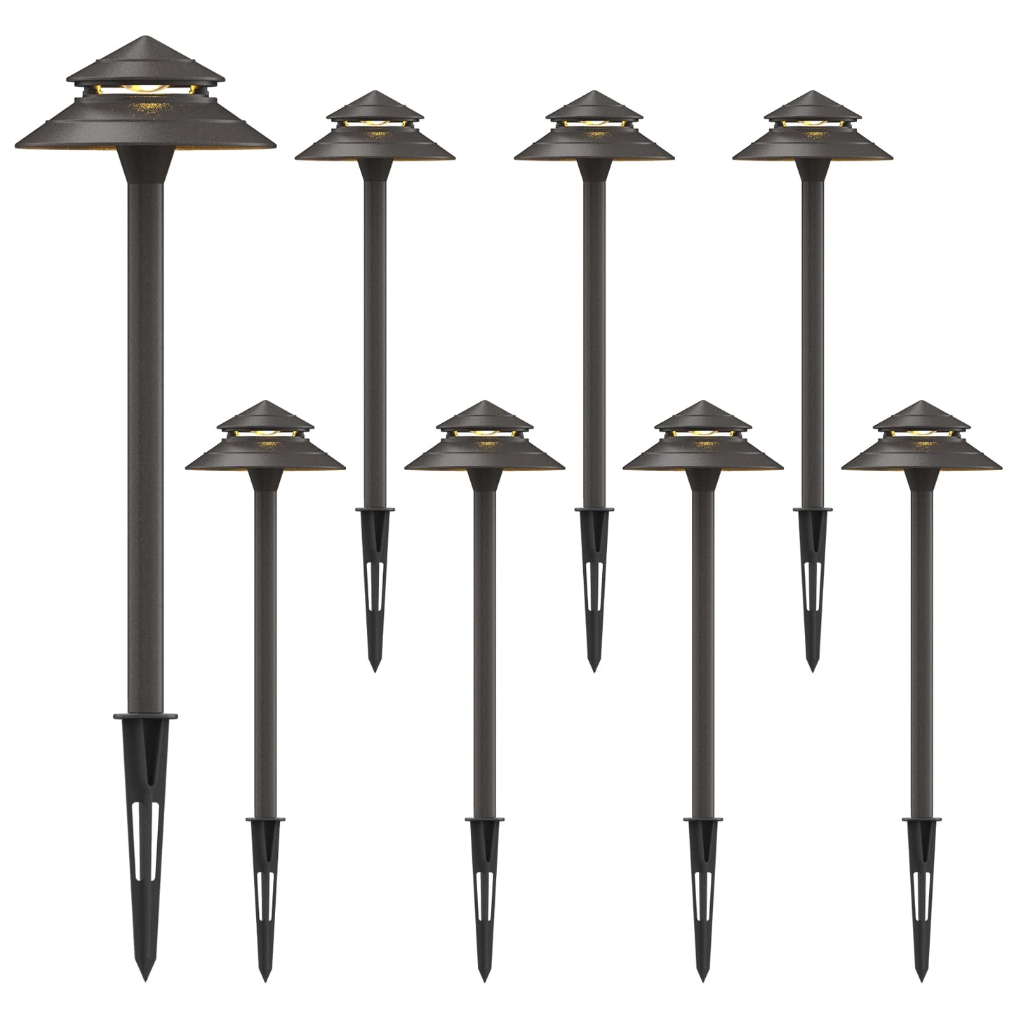 Goodsmann 3W Led Pathway Lights 8Pk - 180 Lumen, 3000K Warm White, Aluminum, Black & Gray, Model 9128-21601-08