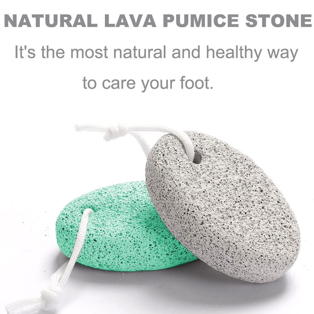 Natural Foot Pumice Stone for Feet, Borogo 2-Pack Lava Pedicure Tools Hard Skin Callus Remover for Feet and Hands -White&Green