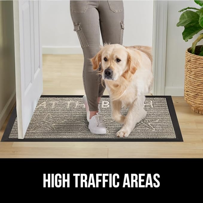 GORILLA GRIP 100% Waterproof All-Season WeatherMax Doormat, 47x35, Durable Natural Rubber, Stain and Fade Resistant, Low Profile, Indoor Outdoor Door Mats, Easy Clean Patio Entrance Mat, Sand Beach