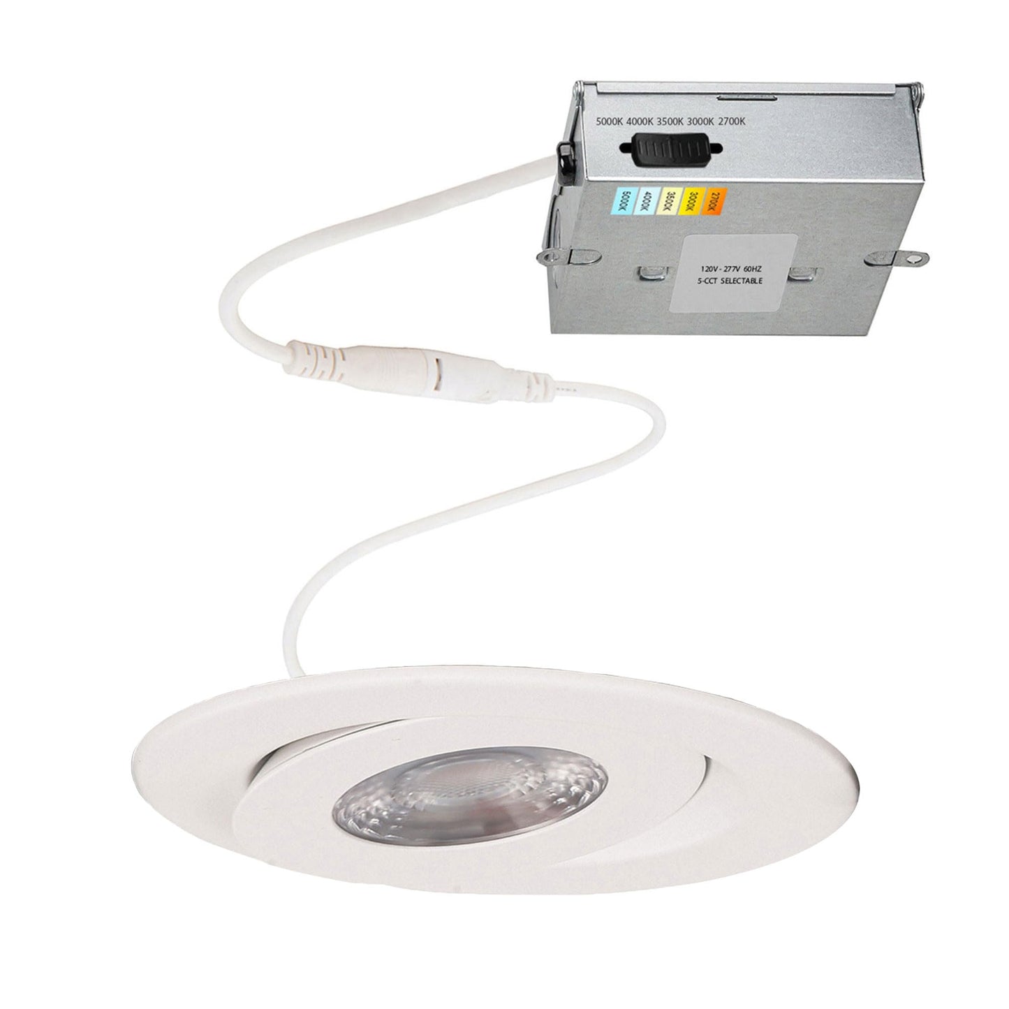 Wac Lighting Lotos 6In Led Round Adjustable Recessed Light 5-Cct Selectable 15W 1 350 Lumens Ic-Rated Airtight 120V-277V Universal In White 2-Hr Fire Rated (Pack Of 24)