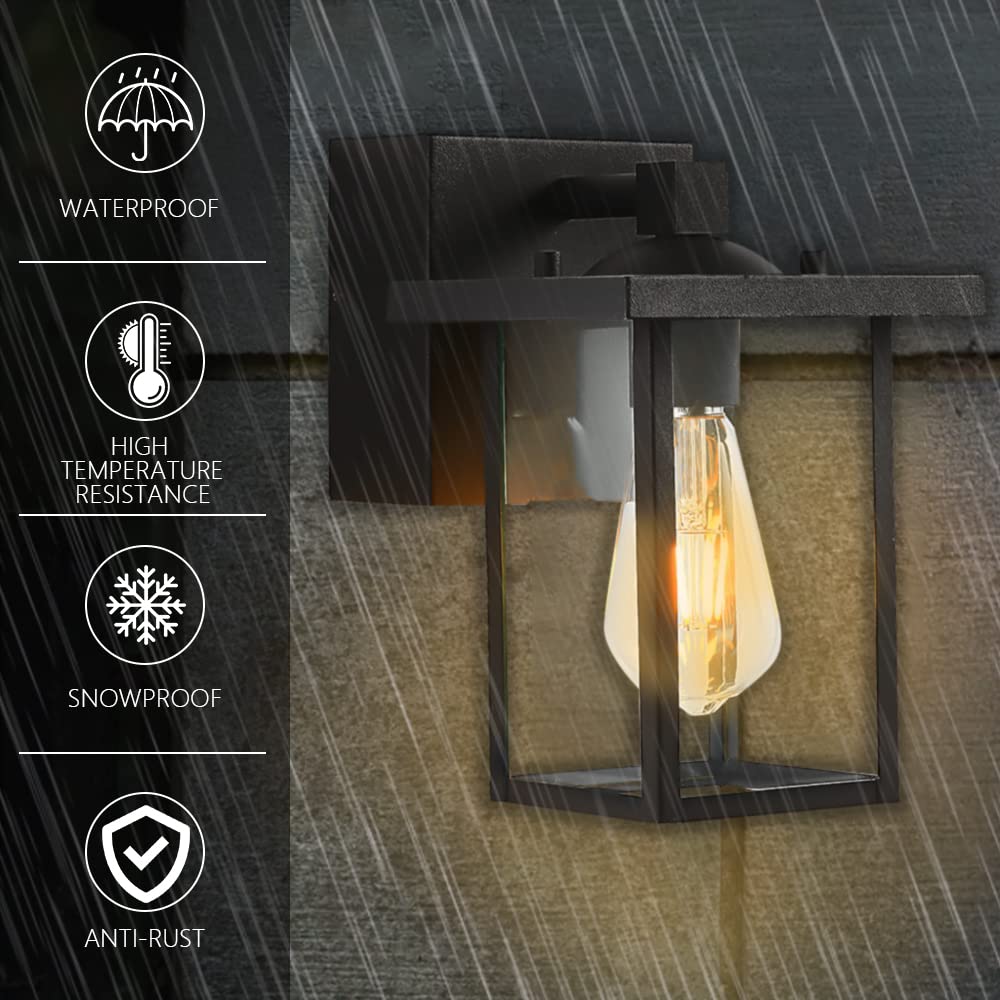 Oupavocs Outdoor Lights With Gfci Outlet  Black Front Porch Lights  Exterior Lighting Fixture With Outlet  Waterproof Outdoor Wall Sconce Wall Mount For House Garage  Patio  2 Packs