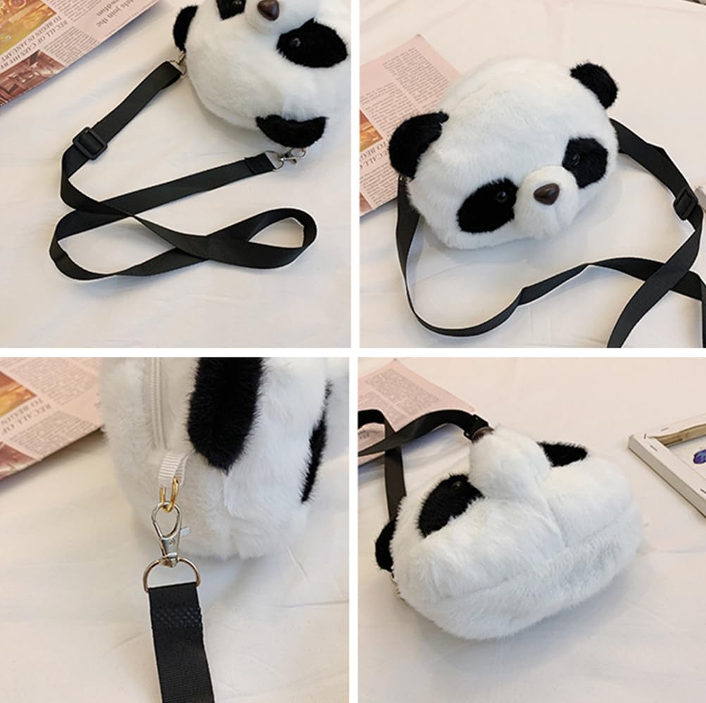 Kawaii Panda Head Plush Bag Crossbody Wallet Shoulder Bag Coin Pouch Accessories Money Bag for Students Teens Girls Boys (Panada)
