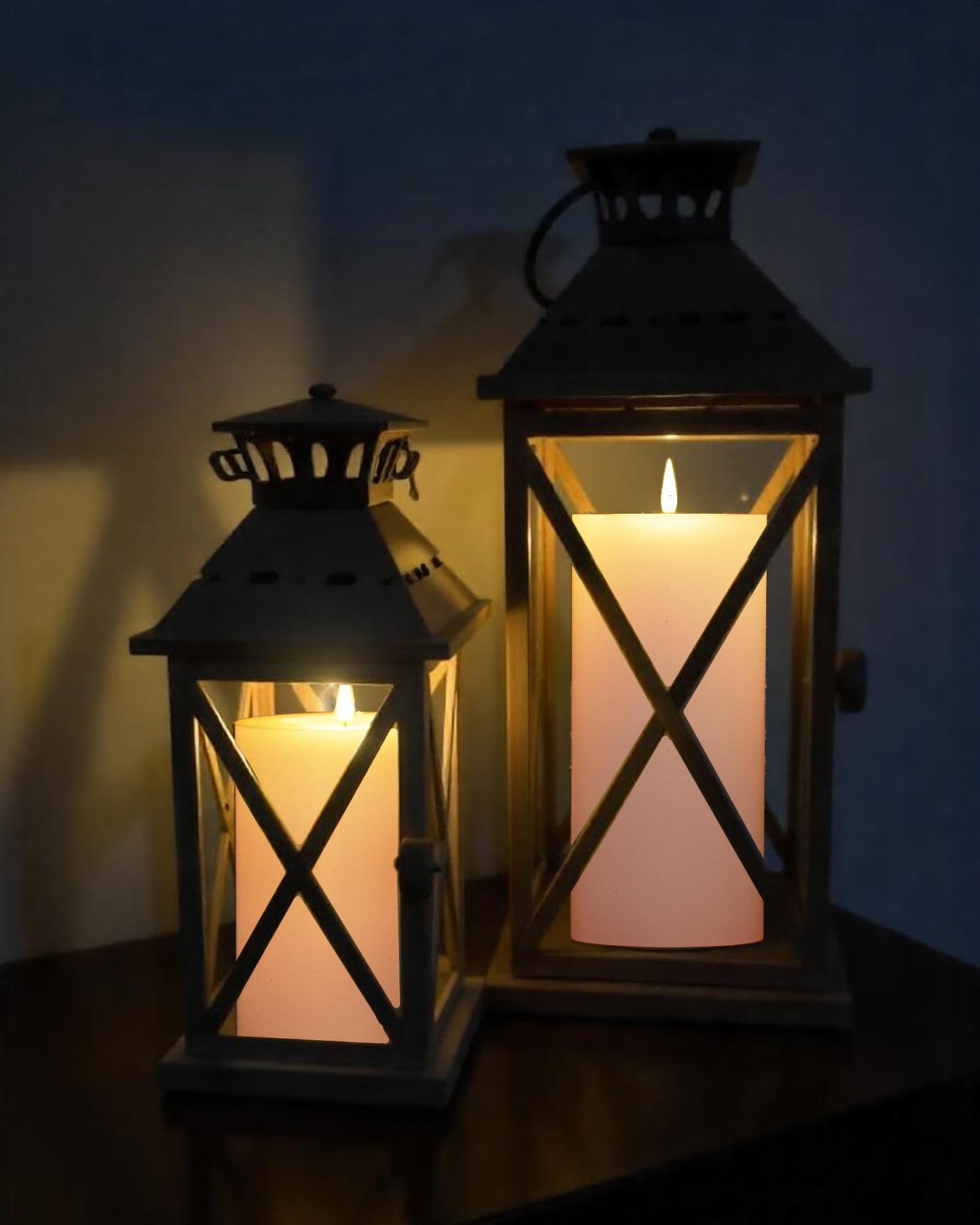 Gmnee 4"x8" Outdoor Waterproof Flameless Candles with Remote and Timers, LED Candles, Battery Operated Candles, Electric Fake Pillar Candles for Patio Porch, and Lanterns Decor (Ivory)