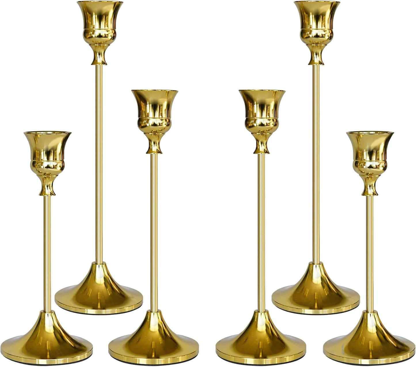 Candlestick Holders Gold, 6 Packs Taper Candle Holder for Candlesticks, Candle Sticks Holder Decor for Home Decor