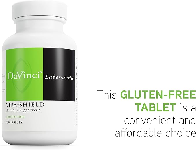 DAVINCI Labs Vira-Shield - Dietary Supplement to Support Detox, Immune System and Healthy GI Function* - with Black Walnut, Wormwood, Olive Leaf, PAU D’Arco, and More - Gluten-Free - 120 Tablets