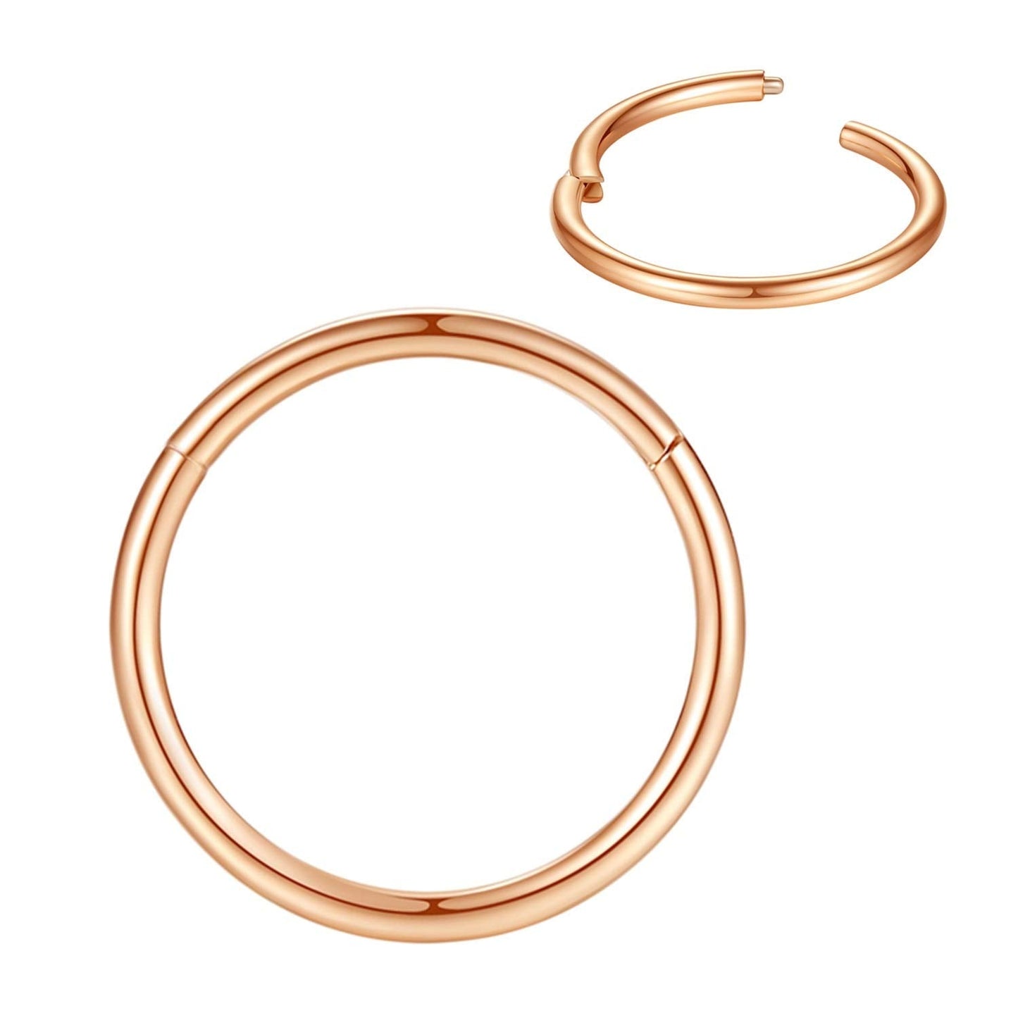 2pcs Pair 5mm Septum Ring Rose Gold Nose Rings Hoop 20 Gauge Nose Hoop Helix Daith Tragus Hinged Segment Septum Clicker Lip Ring