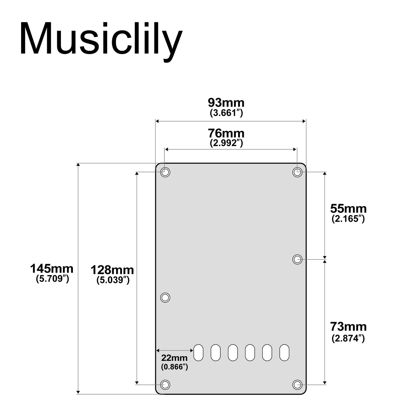 Musiclily 6 Hole Strat Back Plate Vintage St Tremolo Cavity Cover Backplate For Fender American/Mexican Standard Stratocaster Mo