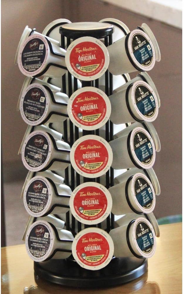 K Cup Holders,K Cup Holder, K Cups Holder,K Cup Carousel, Coffee Pods Holder Storage Organizer Stand (Black, 35 Pods Capacity)