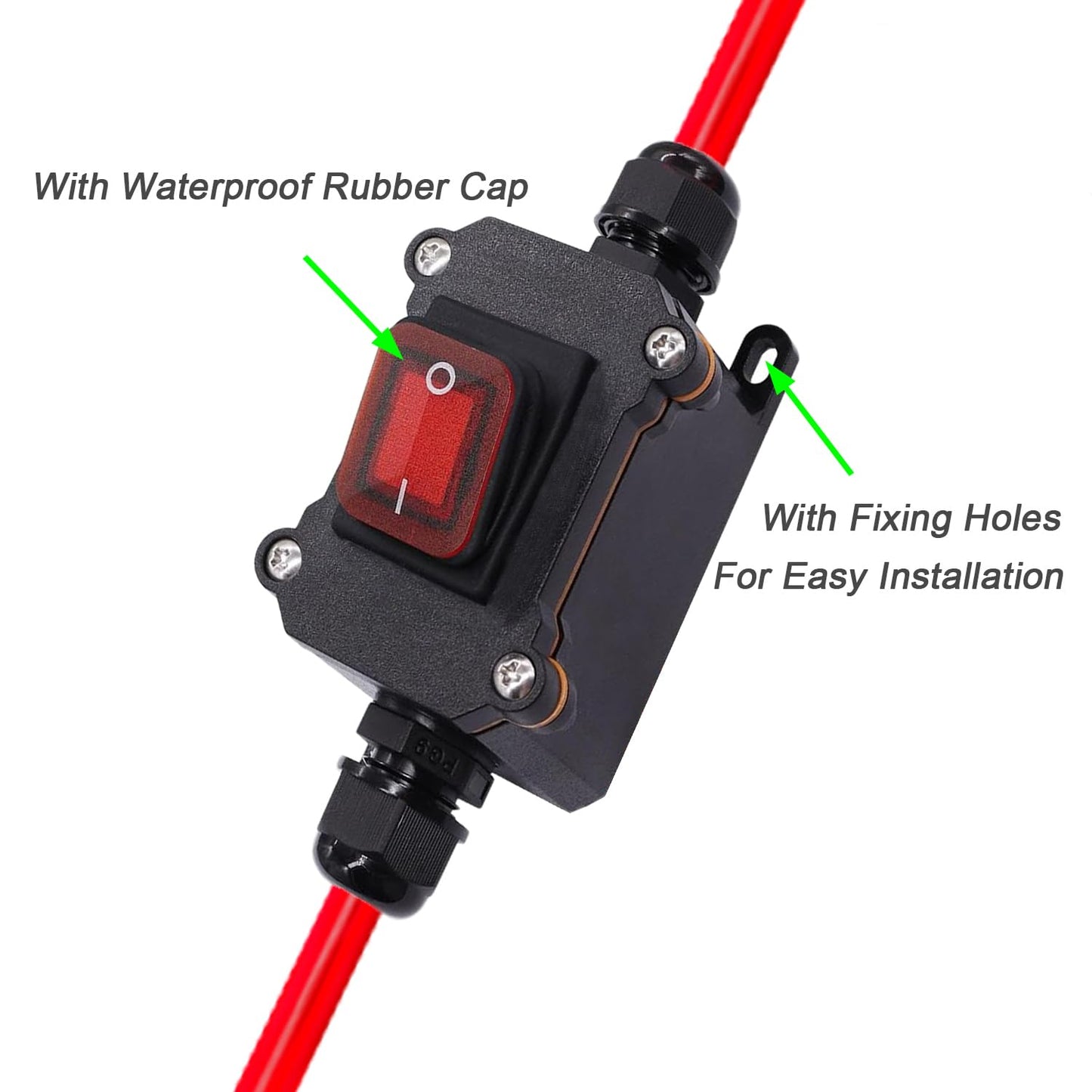 DC 12V Inline Switch DC 12-24V,DPST Dual Side Wiring Switchs 25A Inline Power Switch,Waterproof Inline Switchs IP67 for Motorcycle and Automotive.(DC Switch)