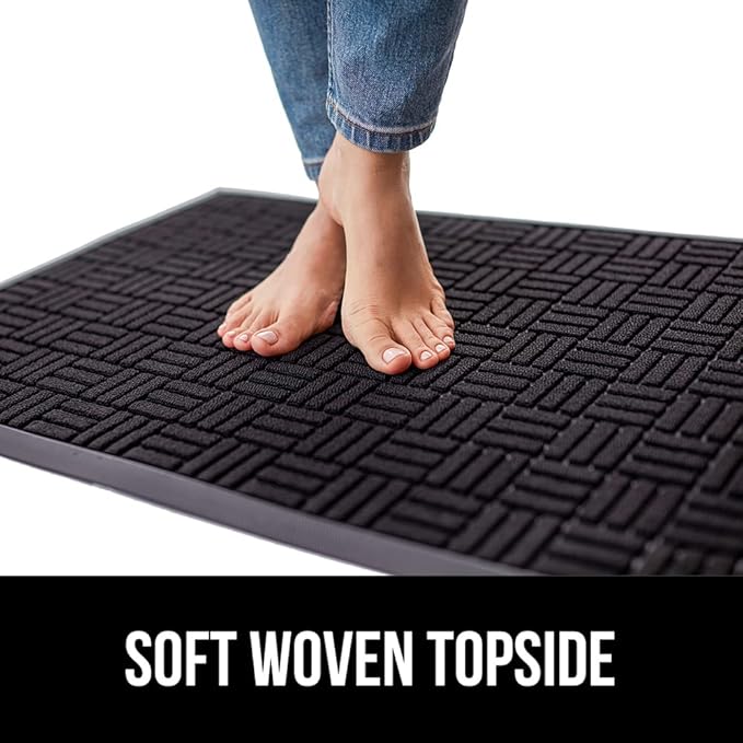 GORILLA GRIP 100% Waterproof All-Season WeatherMax Doormat, 72x24 Runner, Durable Natural Rubber, Stain and Fade Resistant, Low Profile, Indoor Outdoor Door Mats, Easy Clean Entrance Mat, Black Maze